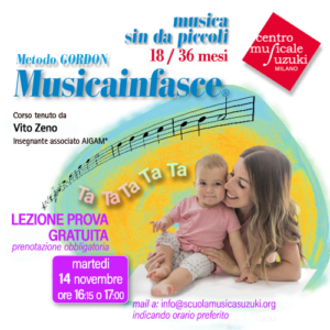 annuncio Lezione Prova -Musica in fasce- 14 novembre 2023